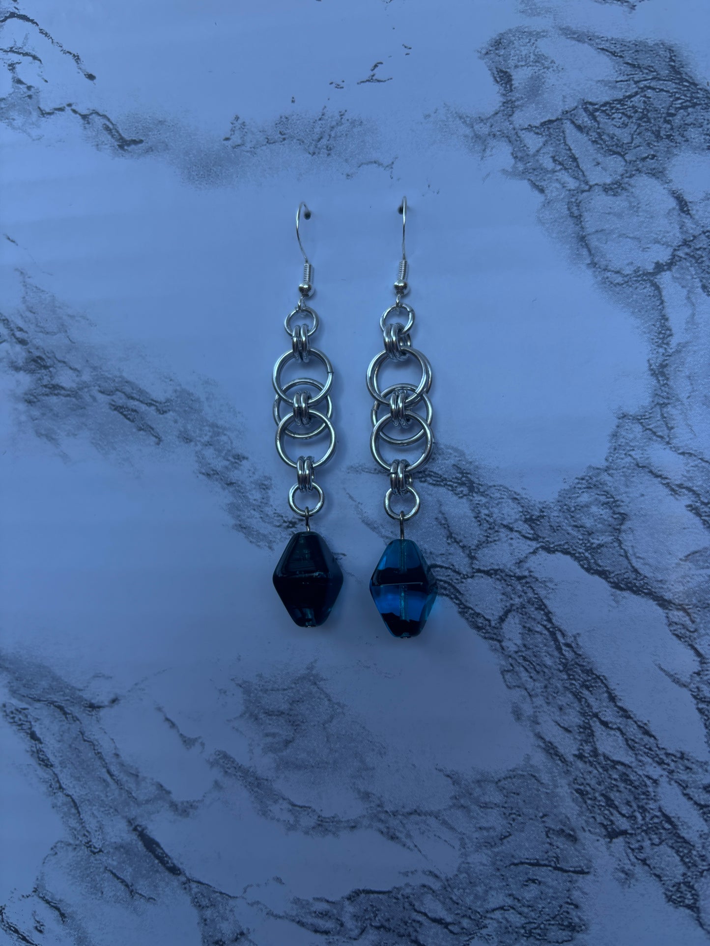 Helm Earrings - Blue Beads