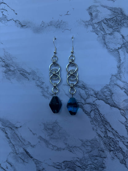 Helm Earrings - Blue Beads