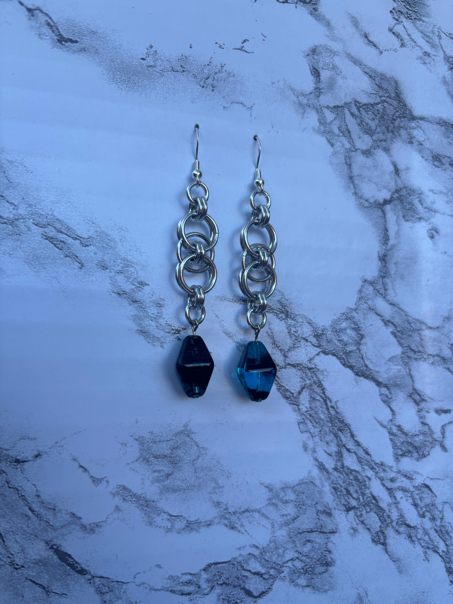 Helm Earrings - Blue Beads