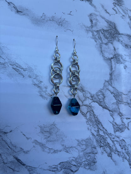 Helm Earrings - Blue Beads