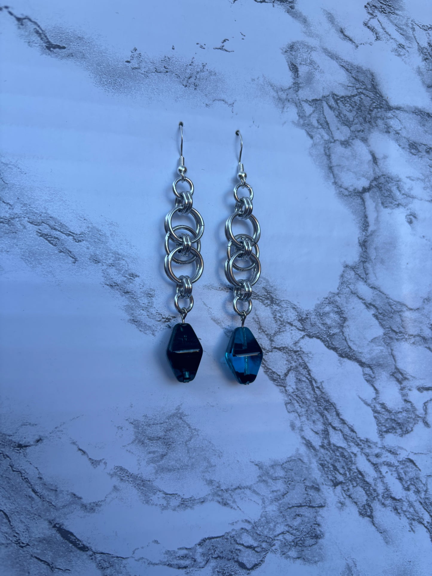 Helm Earrings - Blue Beads