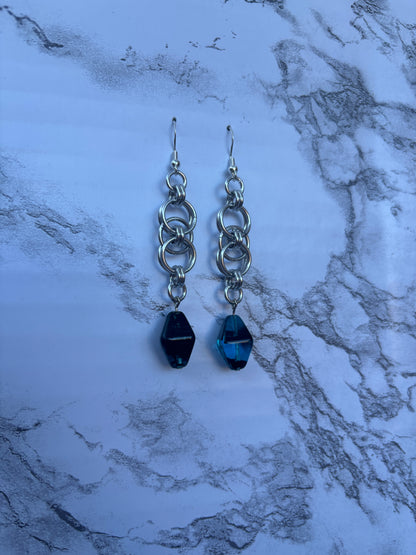 Helm Earrings - Blue Beads