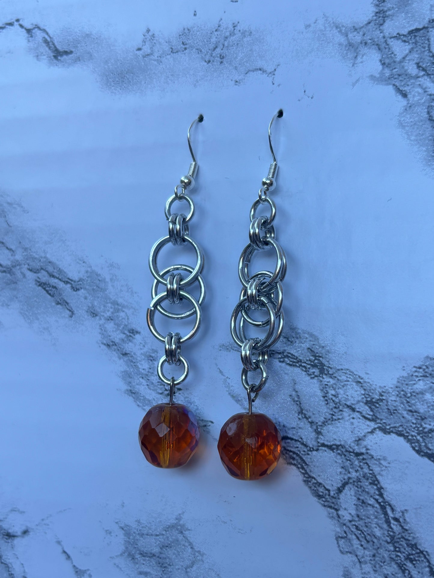 Helm Earrings - Orange Beads
