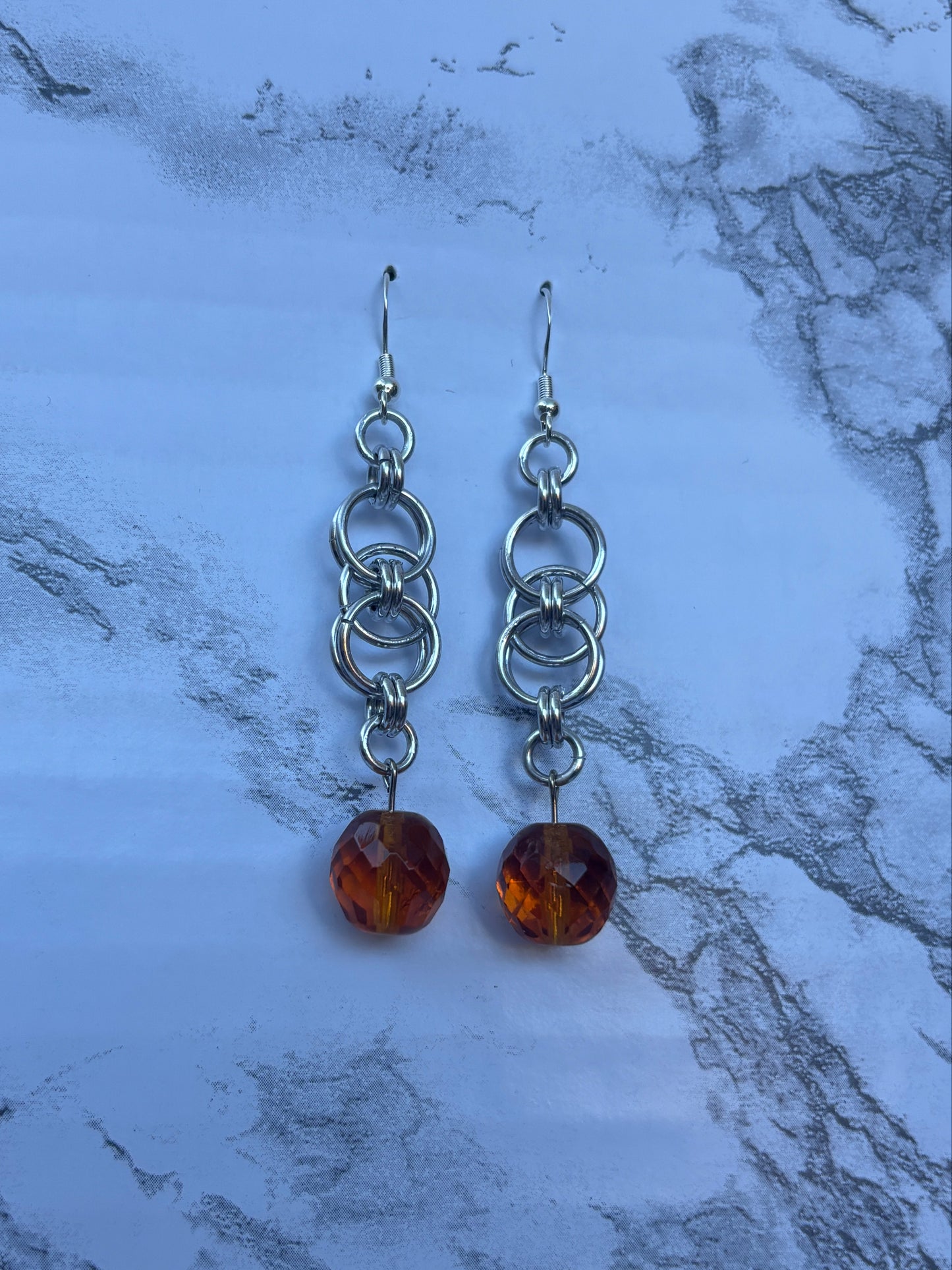 Helm Earrings - Orange Beads